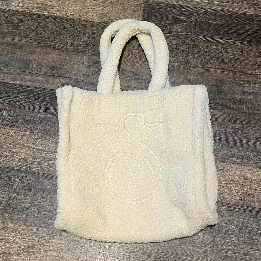 Victoria's Secret White Sherpa Tote Bag
